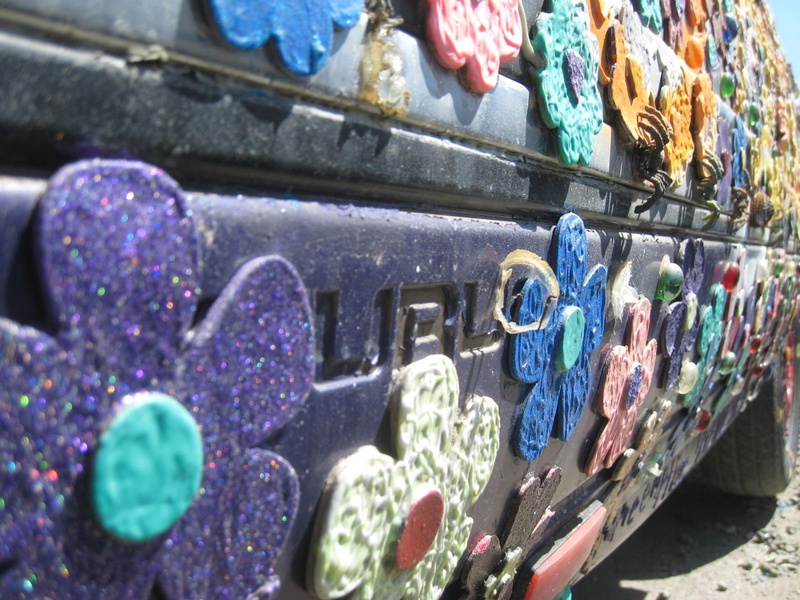 Illustration for article titled Groovalicious Purple Princess Of Peace Art Car Falls On Hard Times, Faces Crusher